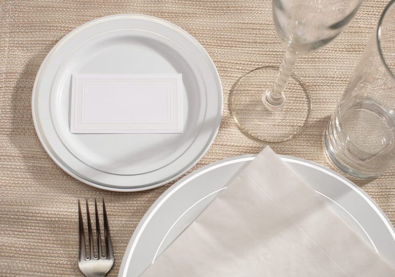 PaperDirect White 65lb Cover Stock Place Cards, White Foil Border, Micro-Perforated, 2" x 3 1/2", 200/box, Laser and Inkjet Compatible - Image 4
